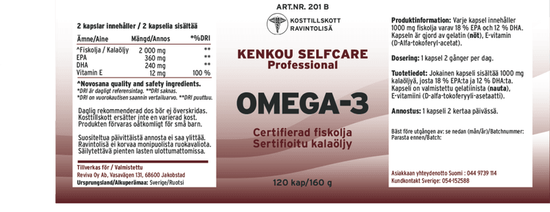 Omega 3, høy kvalitet, 120 kapsler 